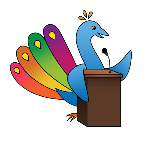 Presentation Peacock at lectern